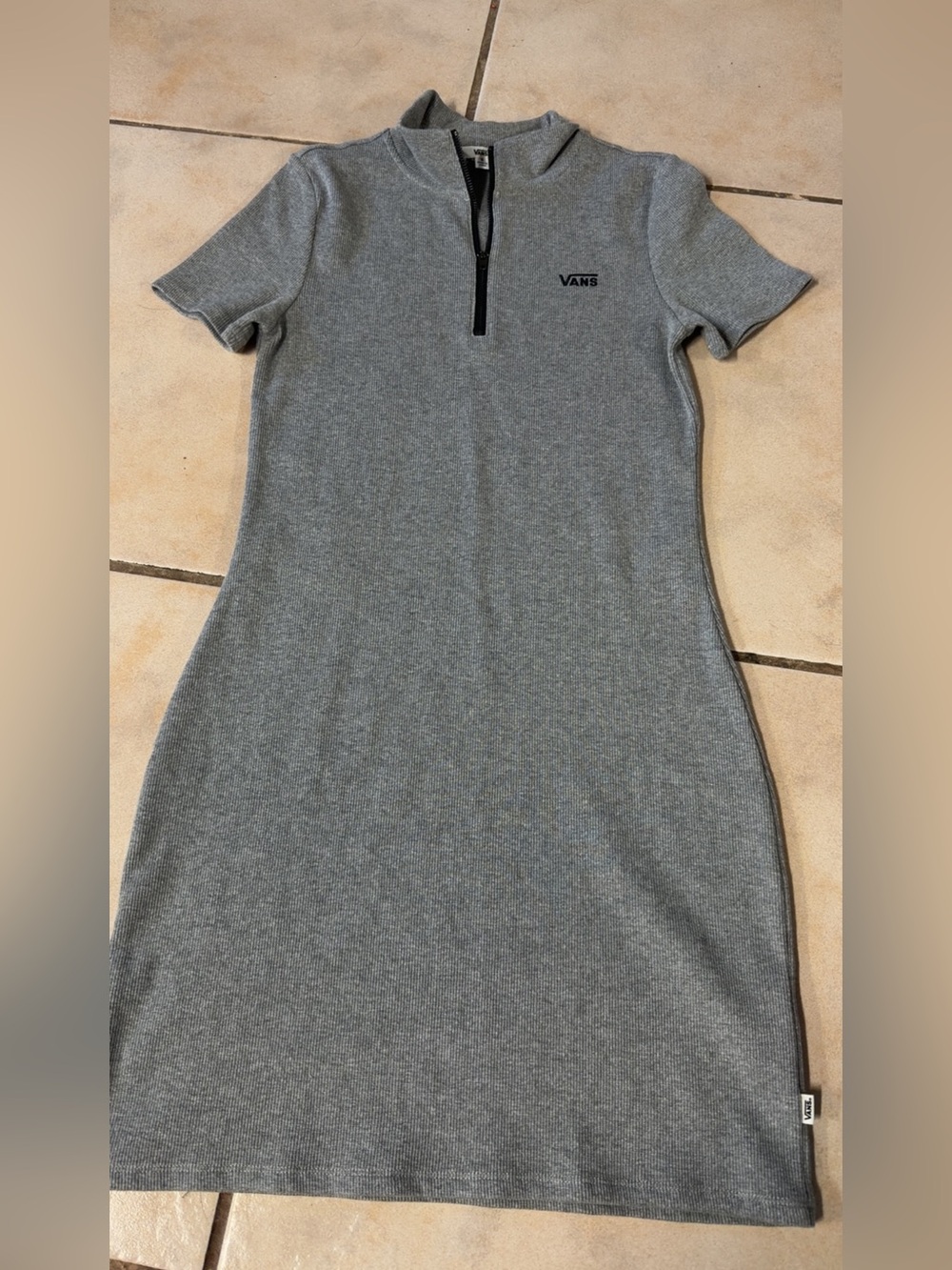 Vans Heather Gray Short-Sleeve Zip Midi Dress